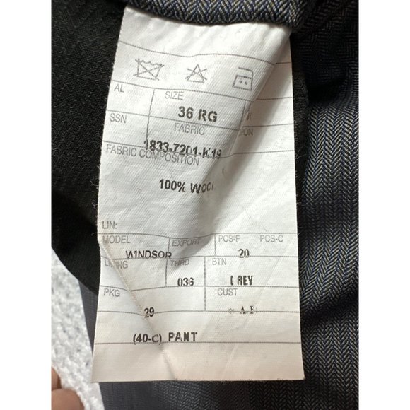 JoS. A. Banks Pants Mens 36 Reg Pinstripe Gunmetal Grey Pleats Wool Dress Work - Picture 9 of 16